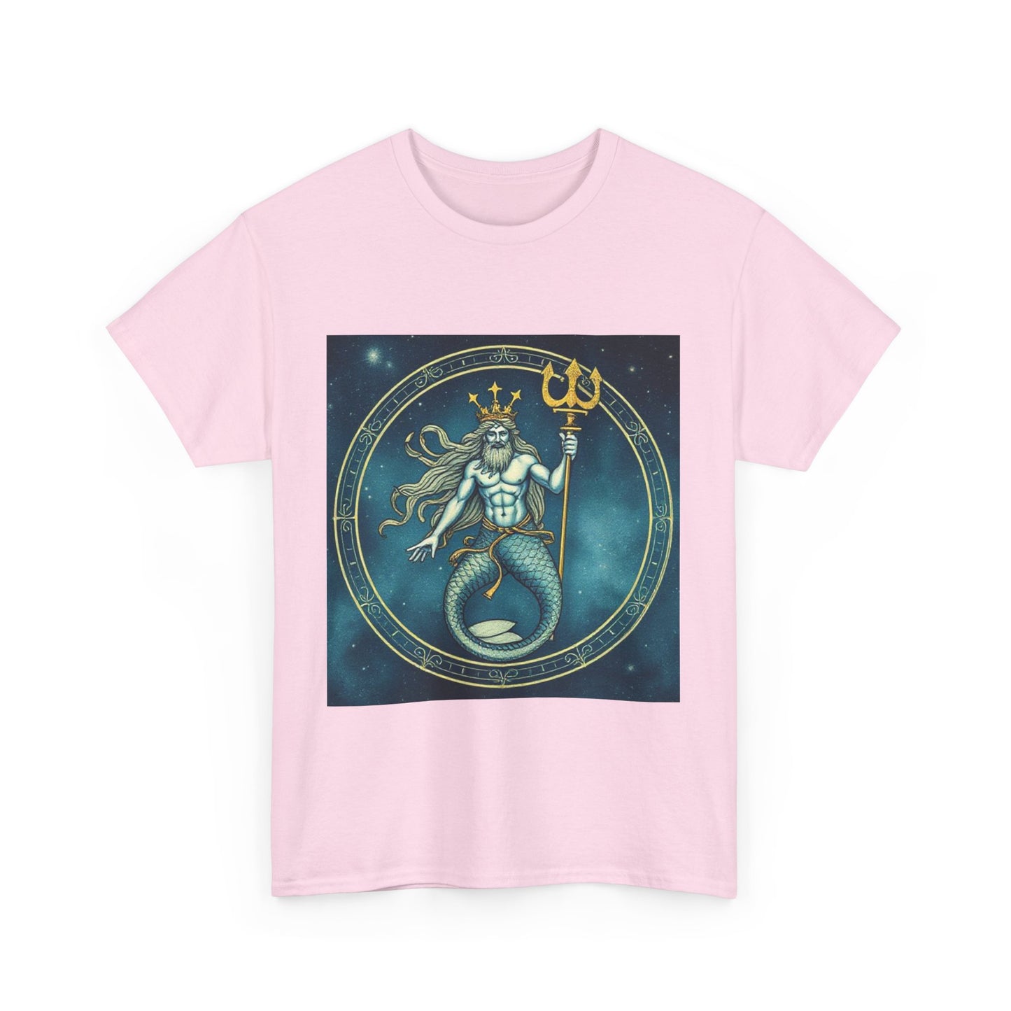 Unisex Heavy Cotton T-Shirt, Aquarius God 5v, Zodiac Design