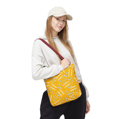 Tote Bag, Aquarius Zodiac Sign, AOP, (Yellow, White)