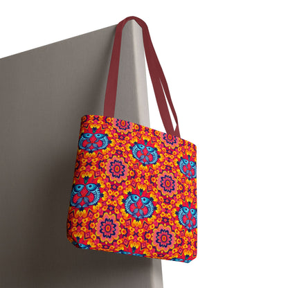 Tote Bag, (AOP), Pisces, Zodiac v5, Flower Pattern