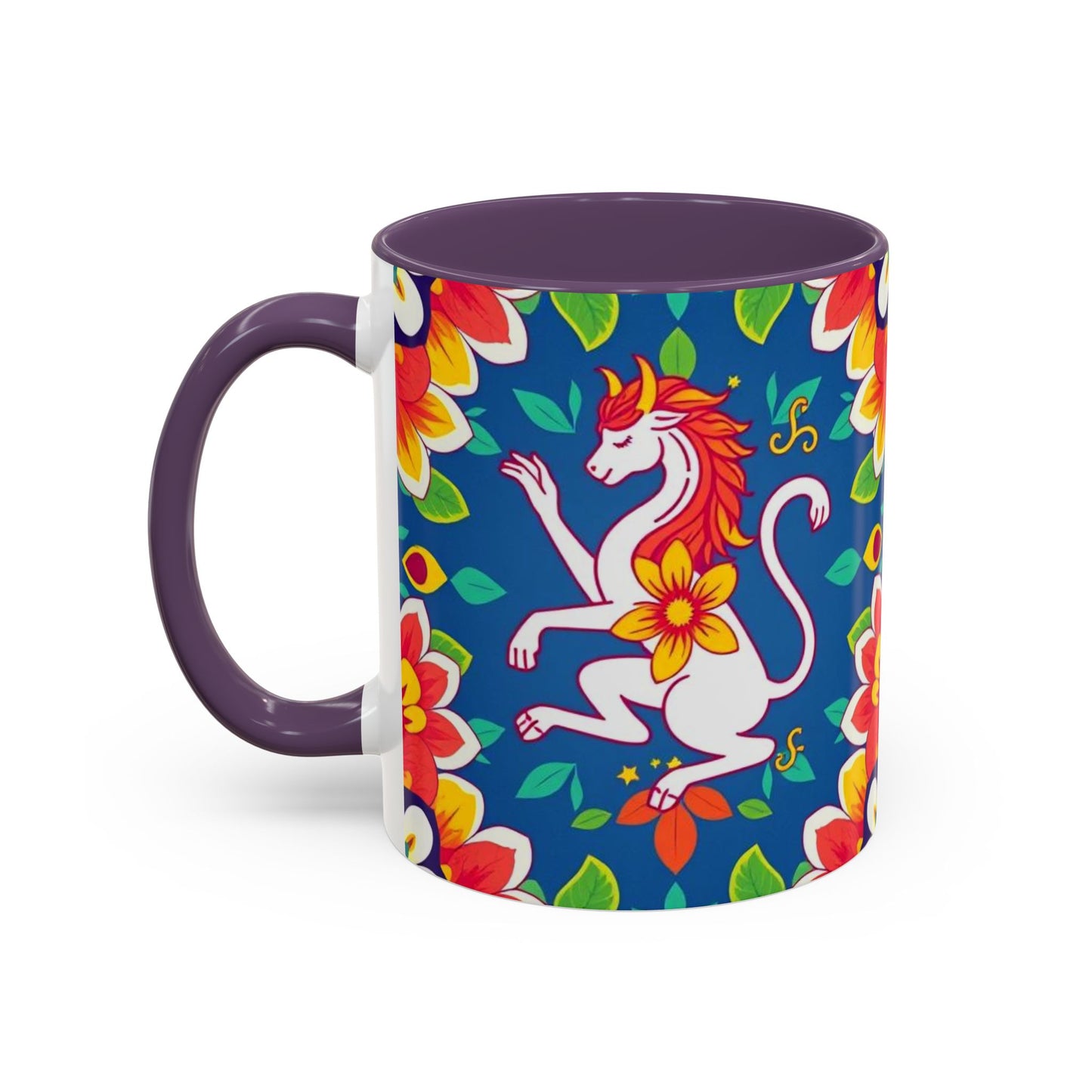 Accent Coffee Mug, Virgo, Zodiac v3. Flower Pattern, (11, 15oz)