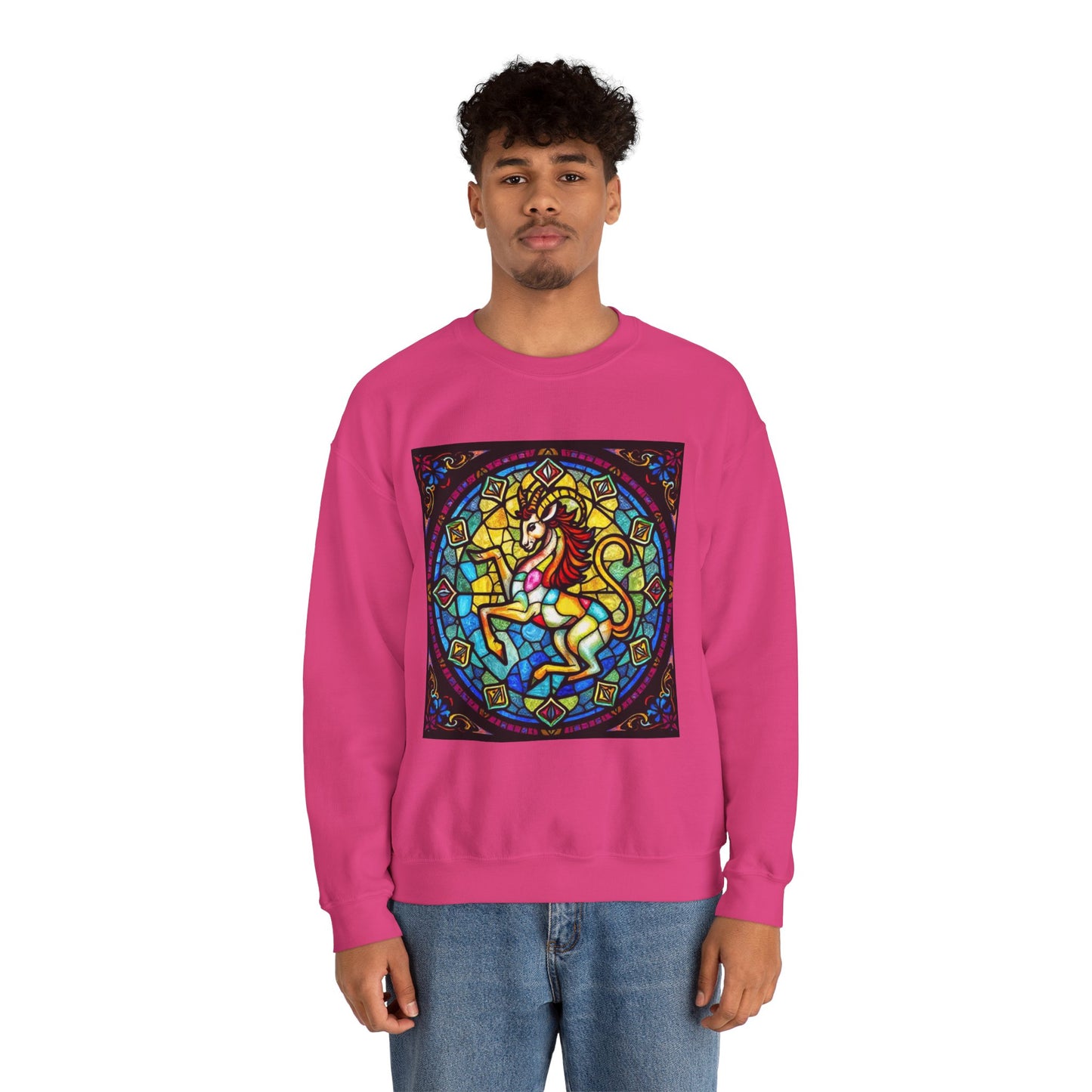 Unisex Heavy Blend™ Crewneck Sweatshirt, Glass, Capricorn Zodiac Design