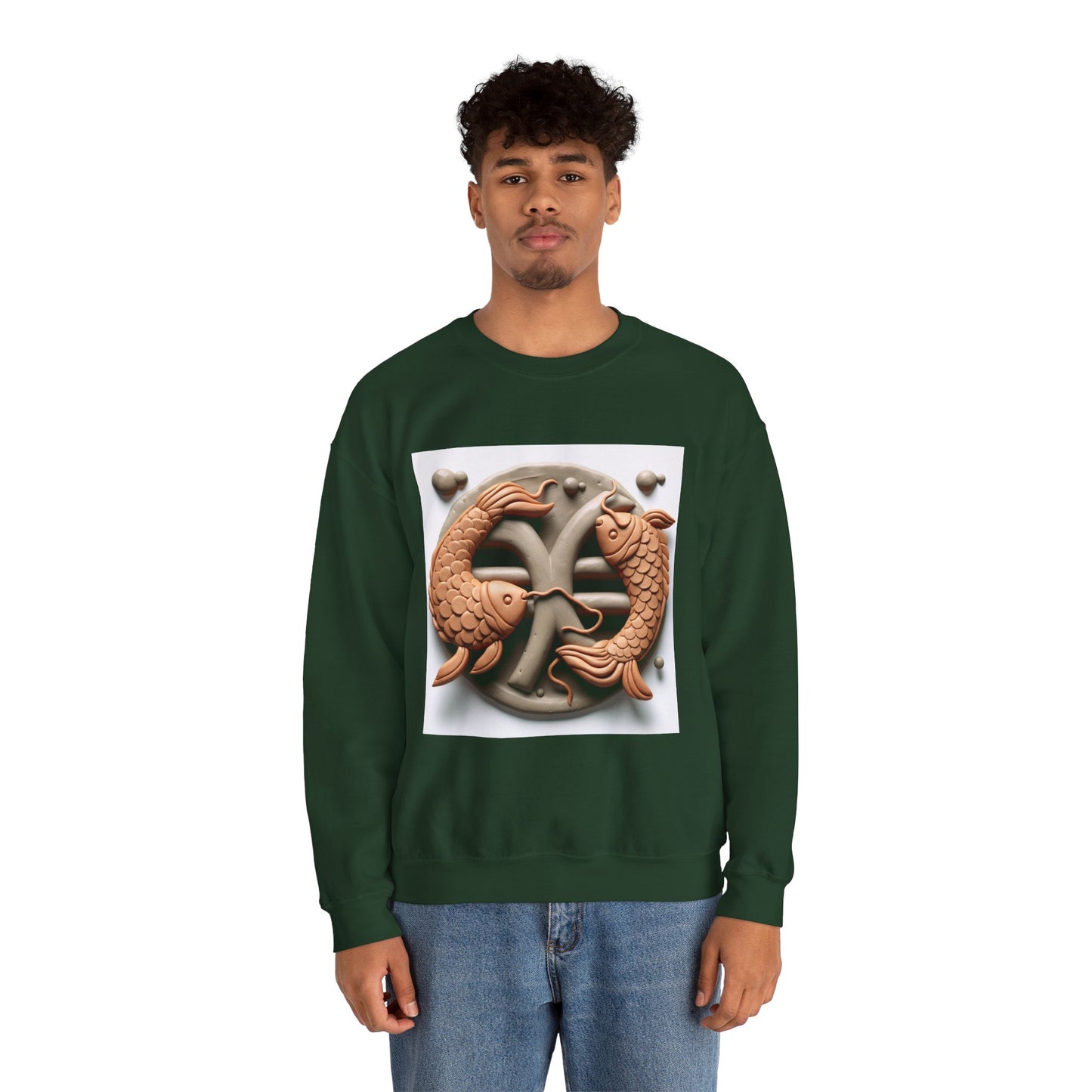Unisex Heavy Blend™ Crewneck Sweatshirt,Two Fishes  Pisces Zodiac Design