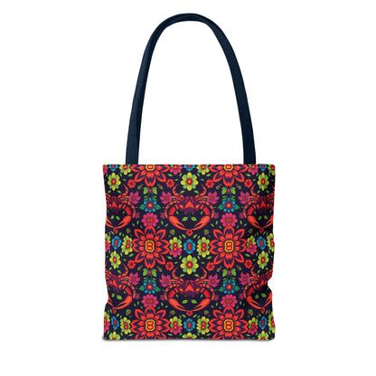 Tote Bag, (AOP), Cancer, Zodiac, Flower Pattern