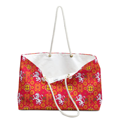 Weekender Bag, Leo, Zodiac v4, Flower Pattern