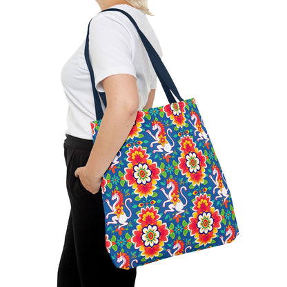 Tote Bag, (AOP), Virgo, Zodiac v2, Flower Pattern