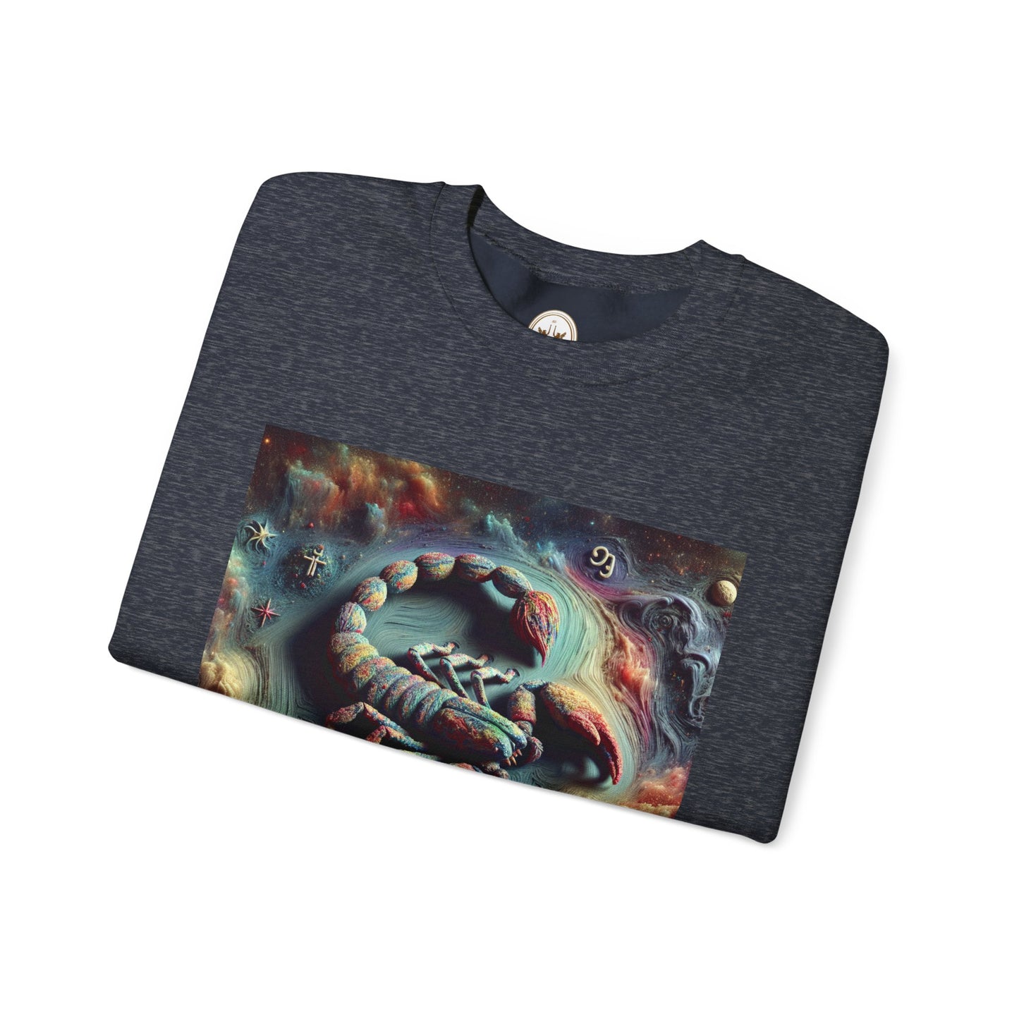 Unisex Heavy Blend™ Crewneck Sweatshirt, Trippy Mist Scorpion, Scorpio Zodiac Design