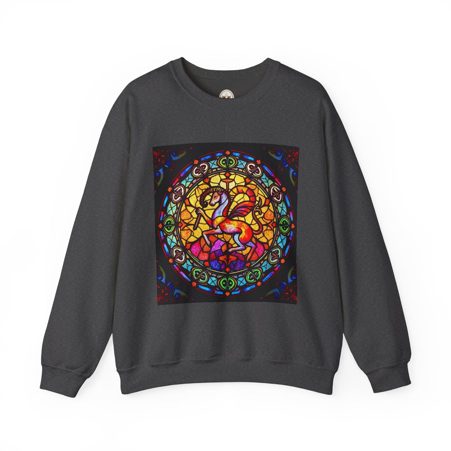 Unisex Heavy Blend™ Crewneck Sweatshirt, Glass 1, Aries Zodiac Design