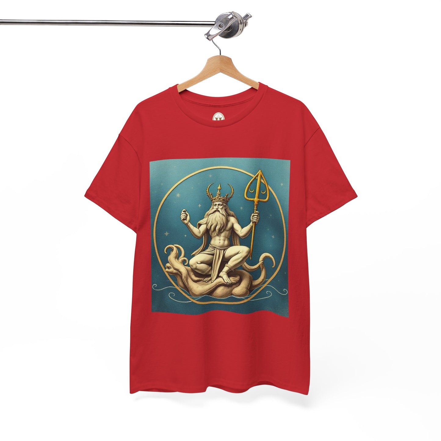 Unisex Heavy Cotton T-Shirt, Aquarius God 3v, Zodiac Design