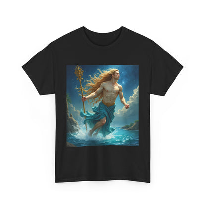 Unisex Heavy Cotton T-Shirt, Aquarius God 4v, Zodiac Design