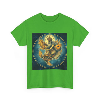 Unisex Heavy Cotton T-Shirt, Pisces King v1, Zodiac Design