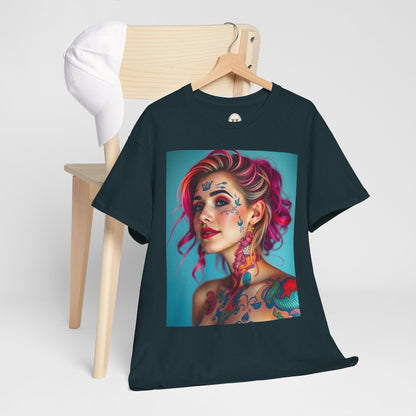 Unisex Heavy Cotton T-Shirt, Pisces, Zodiac v3, Sexy Art
