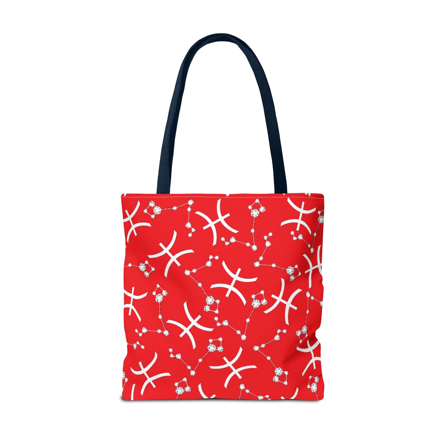 Tote Bag, Pisces Zodiac Sign, AOP, (Red, White)