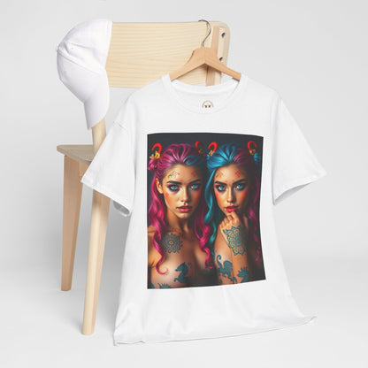 Unisex Heavy Cotton T-Shirt, Gemini, Zodiac v1, Sexy Art
