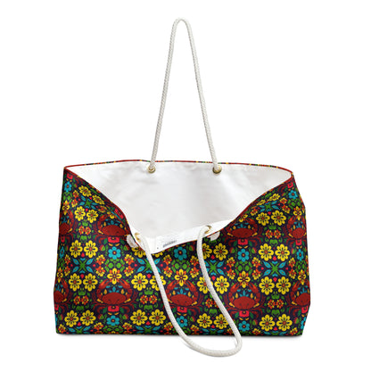 Weekender Bag, Cancer, Zodiac v3, Flower Pattern