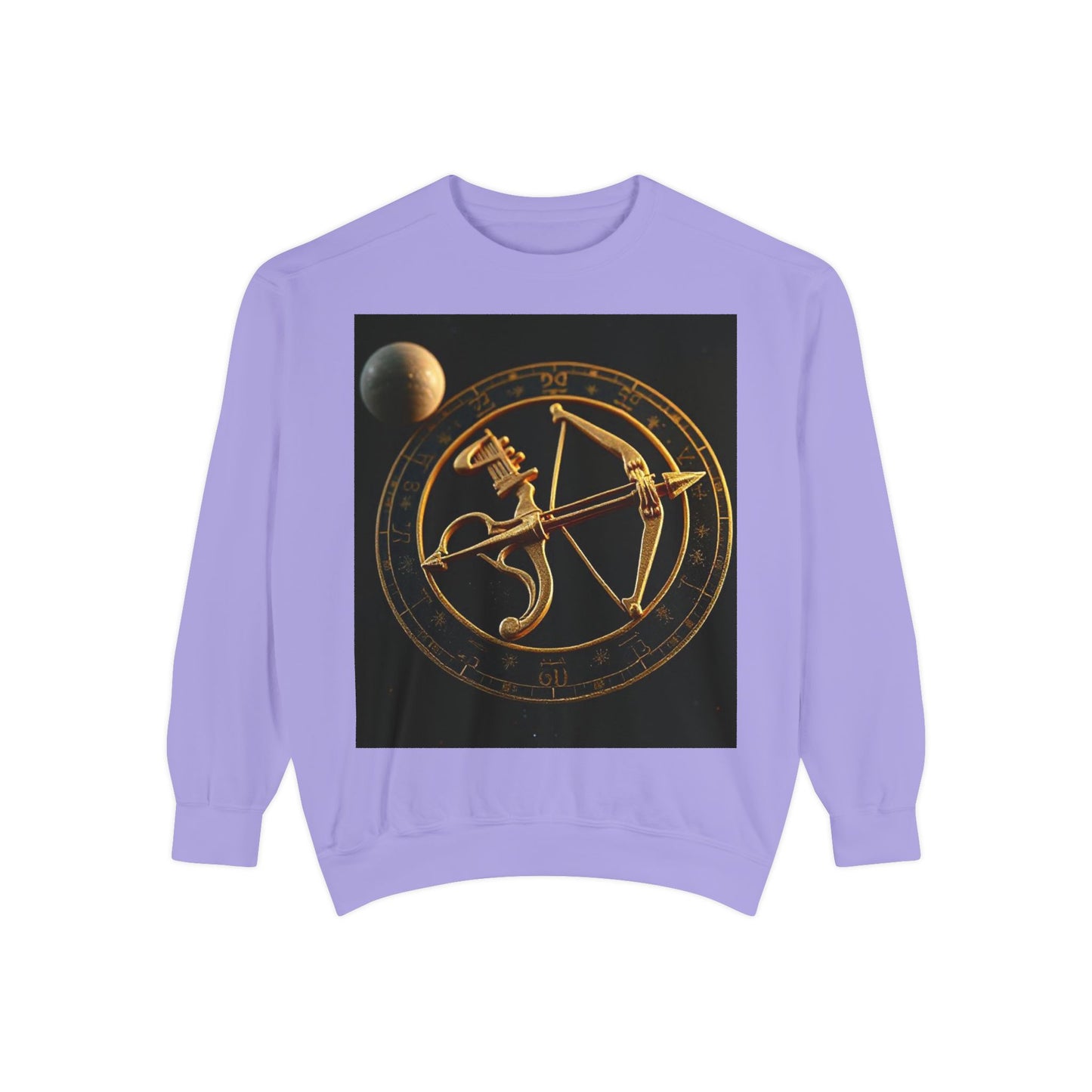 Garment-Dyed Sweatshirt, Unisex, Space Symbol Design, Sagittarius