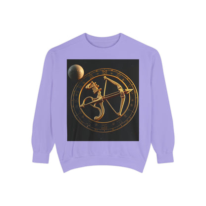 Garment-Dyed Sweatshirt, Unisex, Space Symbol Design, Sagittarius