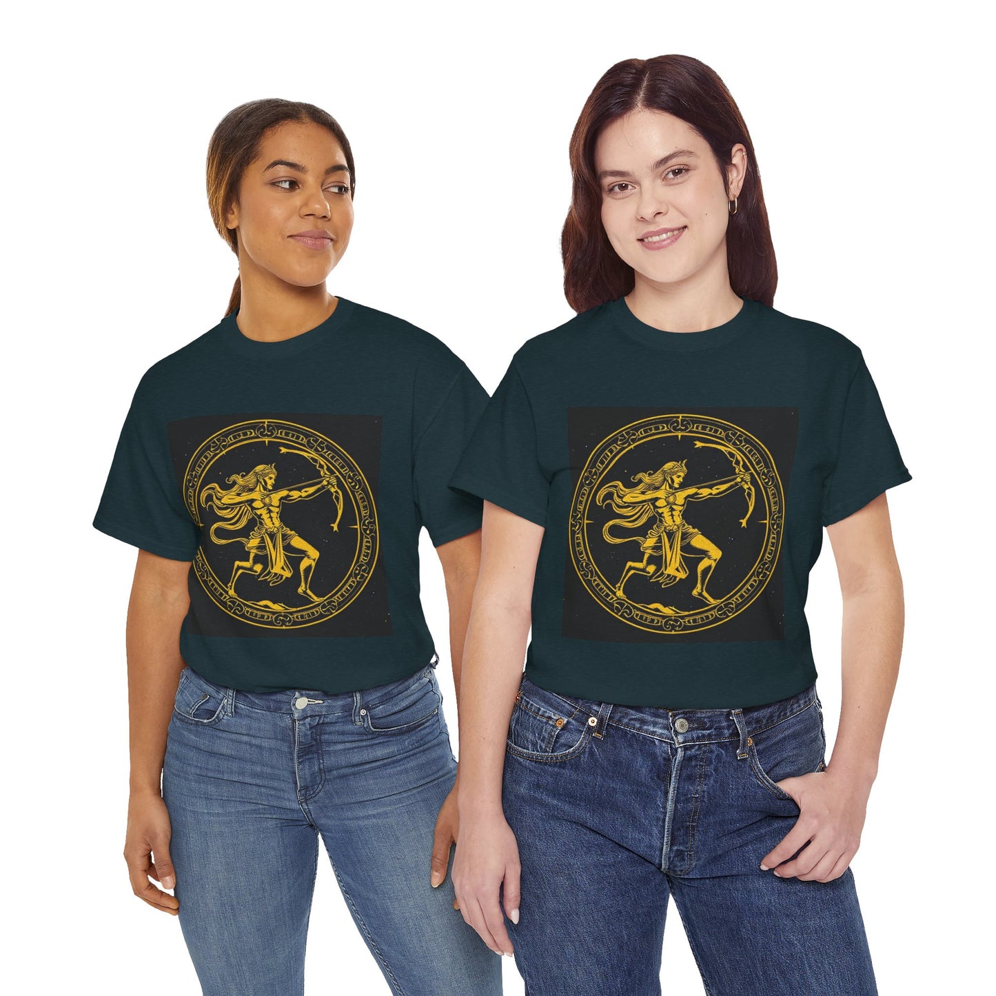 Unisex Heavy Cotton T-Shirt, Mythical Faun/Satyr, Sagittarius Zodiac Design
