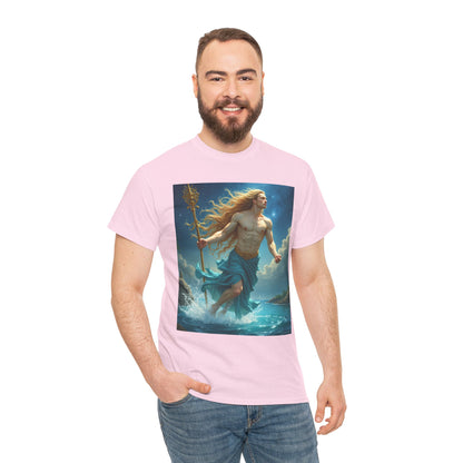 Unisex Heavy Cotton T-Shirt, Realistic, Aquarius Zodiac Design
