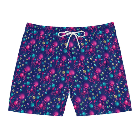 Men's Mid-Length Swim Shorts, (AOP), Scorpio, Zodiac v4, Bubble Pattern