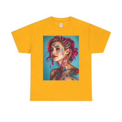 Unisex Heavy Cotton T-Shirt, Pisces, Zodiac v3, Sexy Art