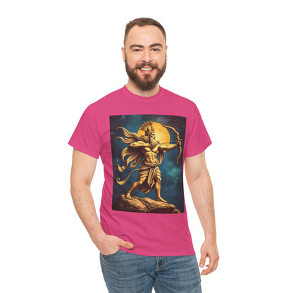 Unisex Heavy Cotton T-Shirt, Midnight Arrow, Sagittarius Zodiac Design