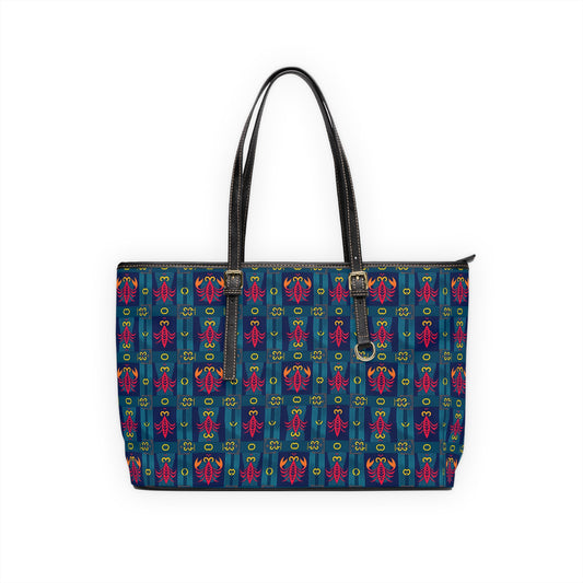 Leather Shoulder Bag, Scorpio, Zodiac v1, Shapes Pattern