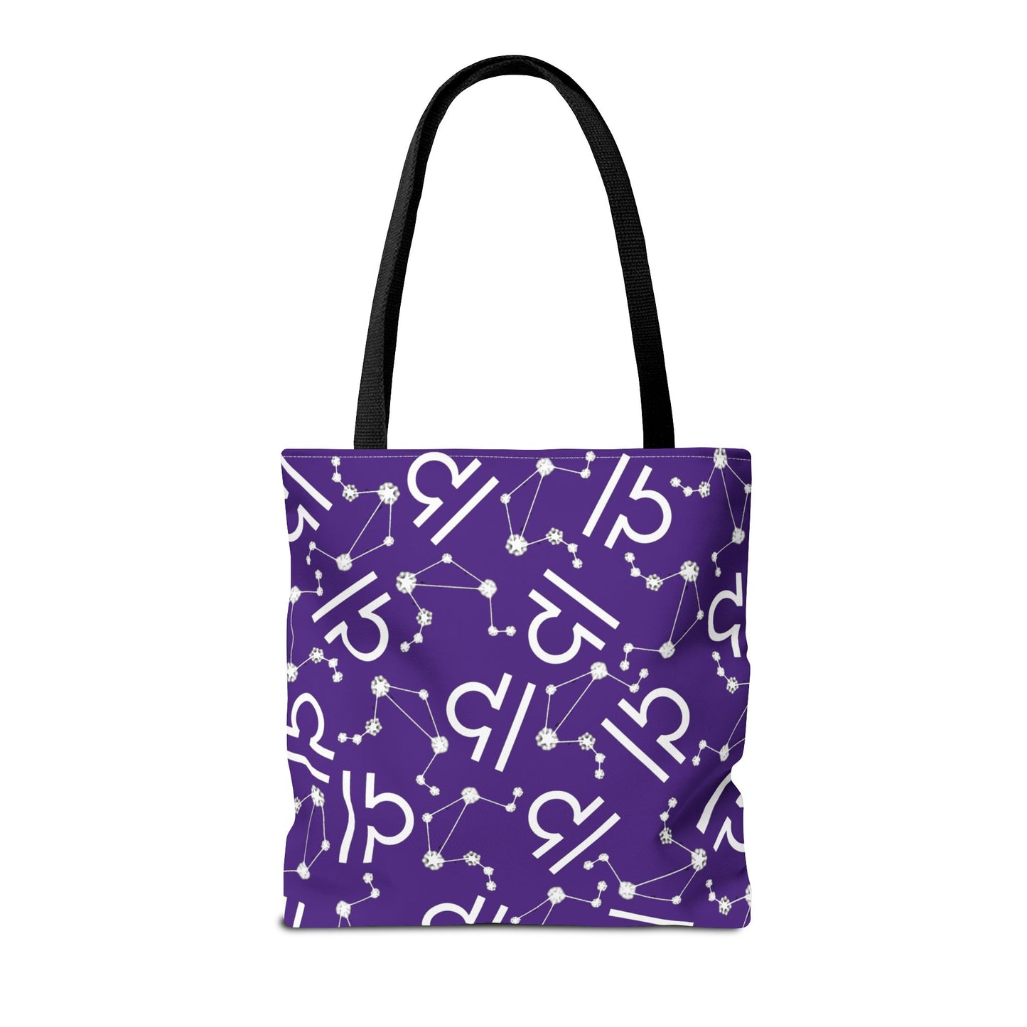Tote Bag, Libra Zodiac Sign, AOP, (Purple, White)