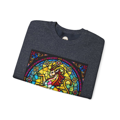 Unisex Heavy Blend™ Crewneck Sweatshirt, Glass, Capricorn Zodiac Design