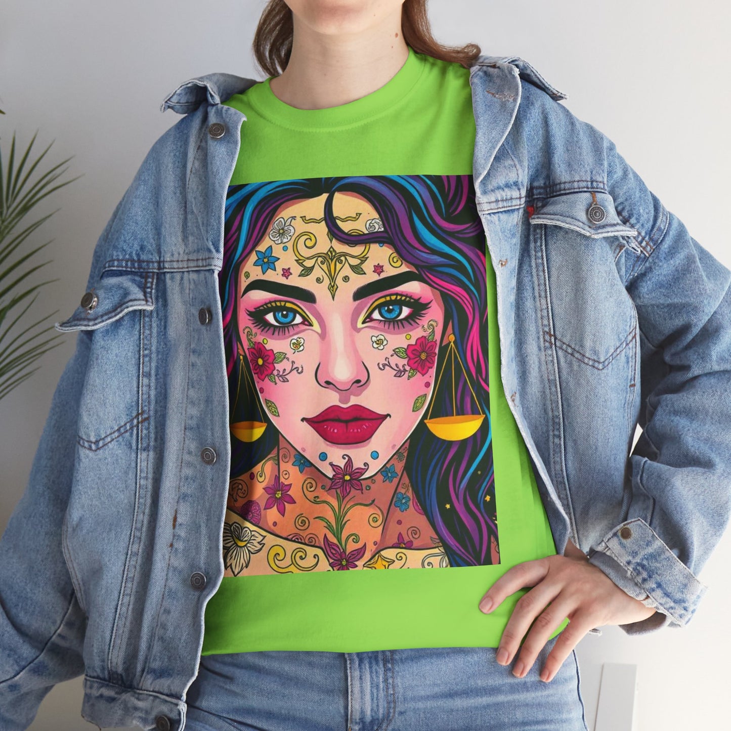 Unisex Heavy Cotton T-Shirt, Libra, Zodiac v4, Sexy Art
