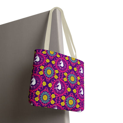 Tote Bag, (AOP), Capricorn, Zodiac v5, Flower Pattern
