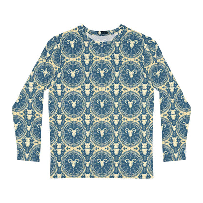 Men's Long Sleeve Shirt, (AOP), Aries, Zodiac v3, Pattern