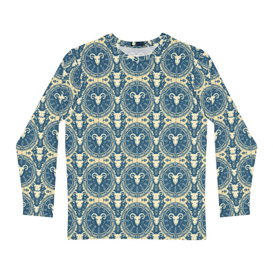 Men's Long Sleeve Shirt, (AOP), Aries, Zodiac v3, Pattern