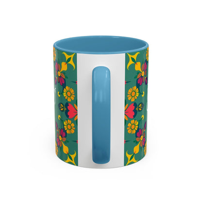 Accent Coffee Mug, Sagittarius, Zodiac. Flower Pattern, (11, 15oz)
