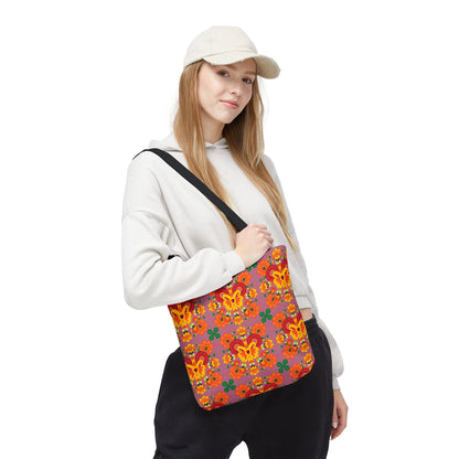 Tote Bag (AOP), Aries, Zodiac v1, Flower Pattern