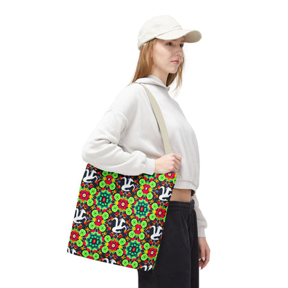 Tote Bag, (AOP), Aquarius, Zodiac v4, Flower Pattern