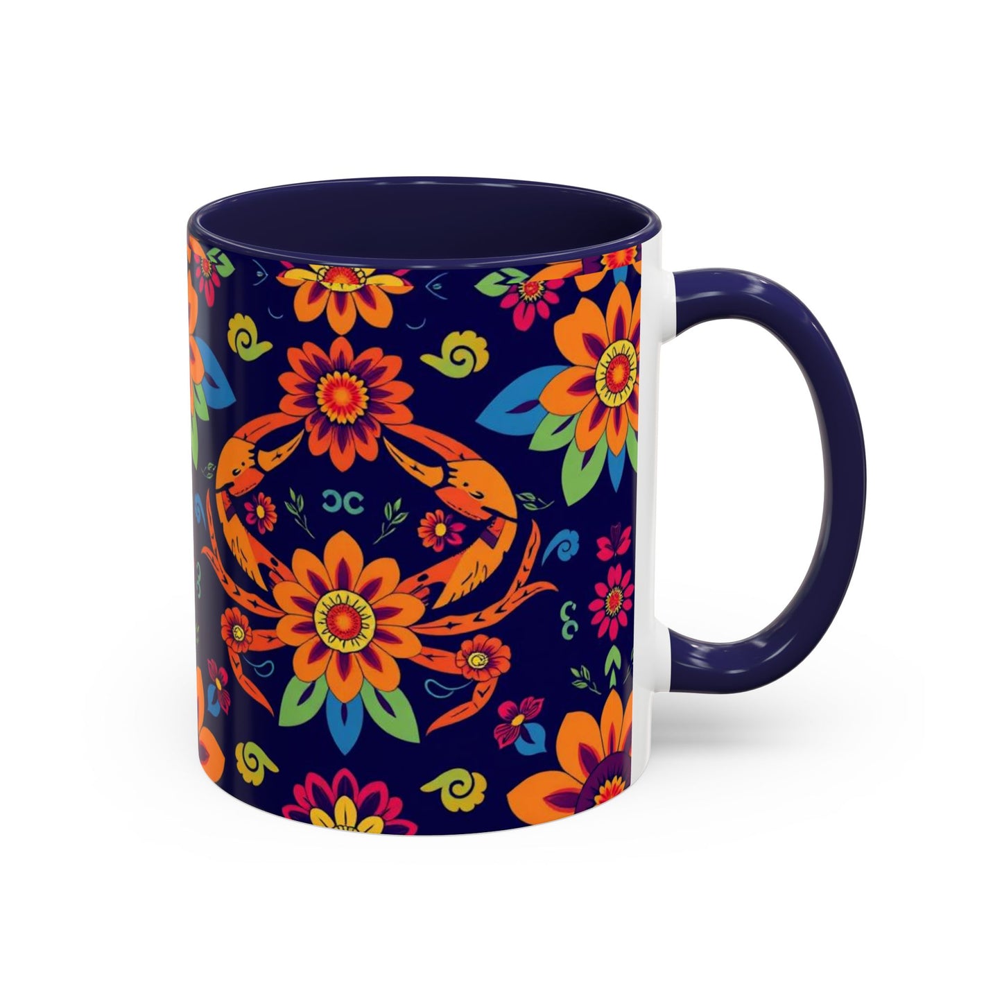 Accent Coffee Mug, Cancer, Zodiac, Flower Pattern, (11, 15oz)