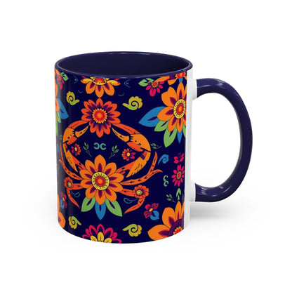 Accent Coffee Mug, Cancer, Zodiac, Flower Pattern, (11, 15oz)