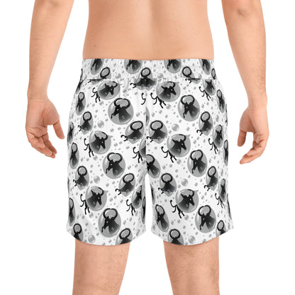 Men's Mid-Length Swim Shorts, (AOP), Taurus, Zodiac v2, Bubble Pattern
