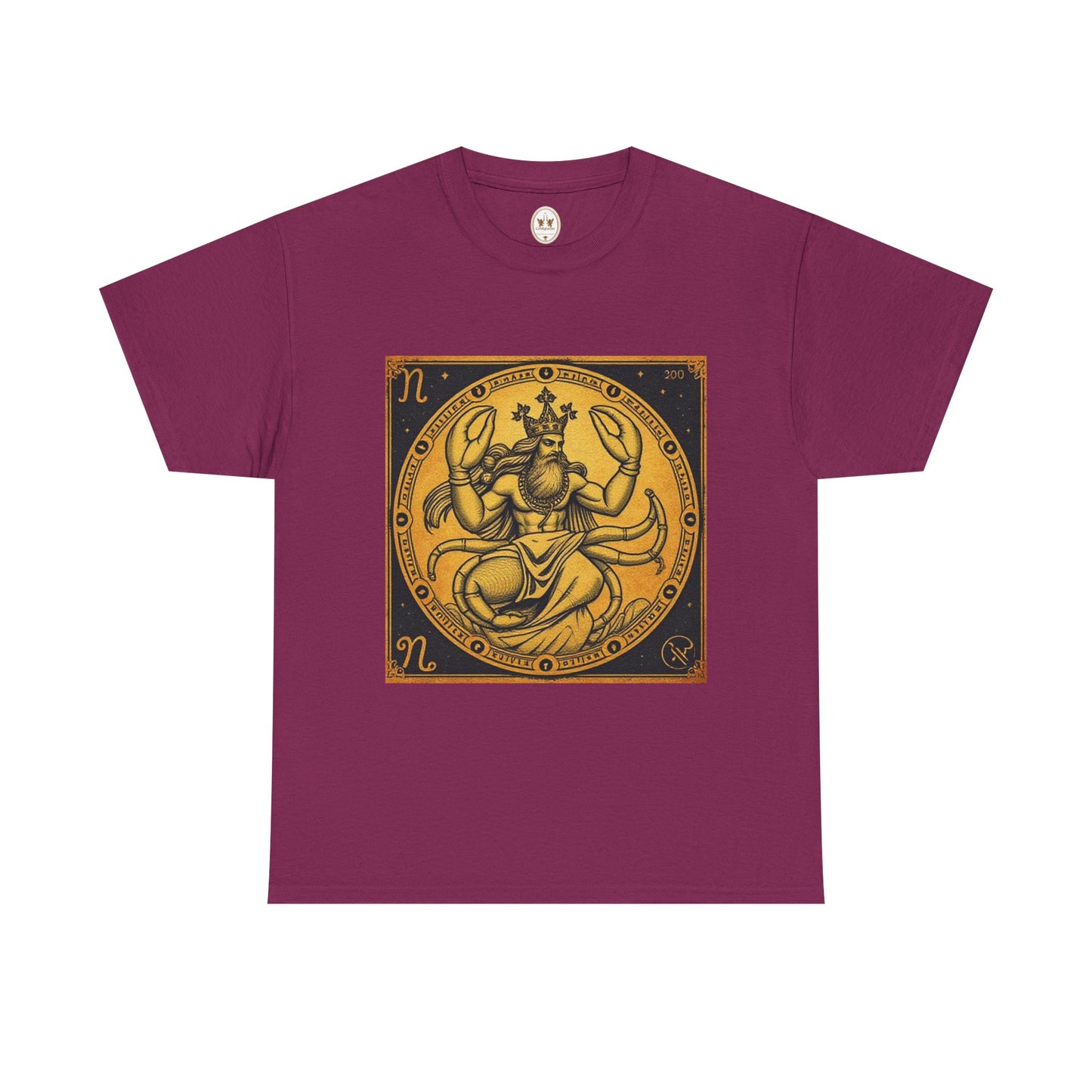 Unisex Heavy Cotton T-Shirt, Crab King v1, Cancer Zodiac Design