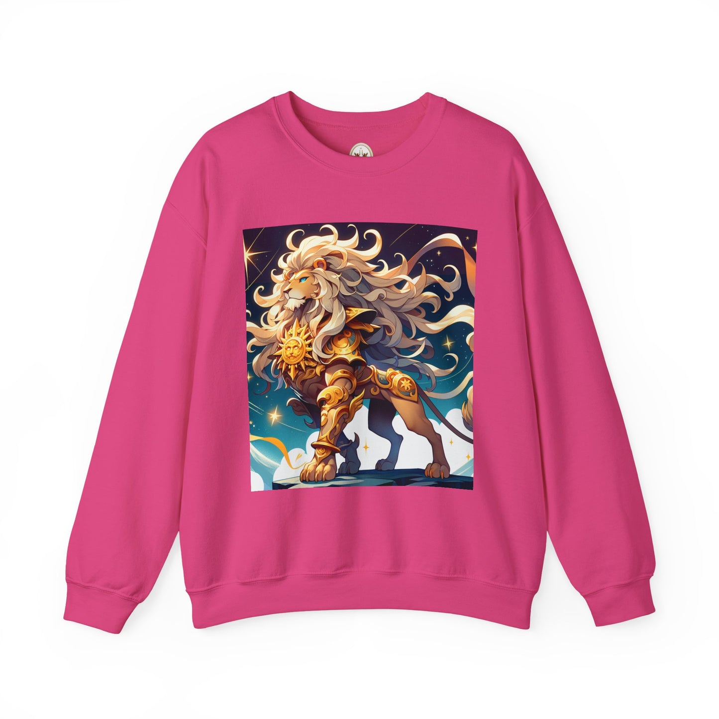 Unisex Heavy Blend™ Crewneck Sweatshirt,Cool Lion with White Hair, Leo Zodiac Design