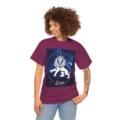Unisex Heavy Cotton T-Shirt, Space Lion v1, Leo Zodiac Design