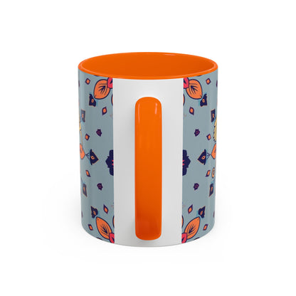 Accent Coffee Mug, Sagittarius, Zodiac v3. Flower Pattern, (11, 15oz)