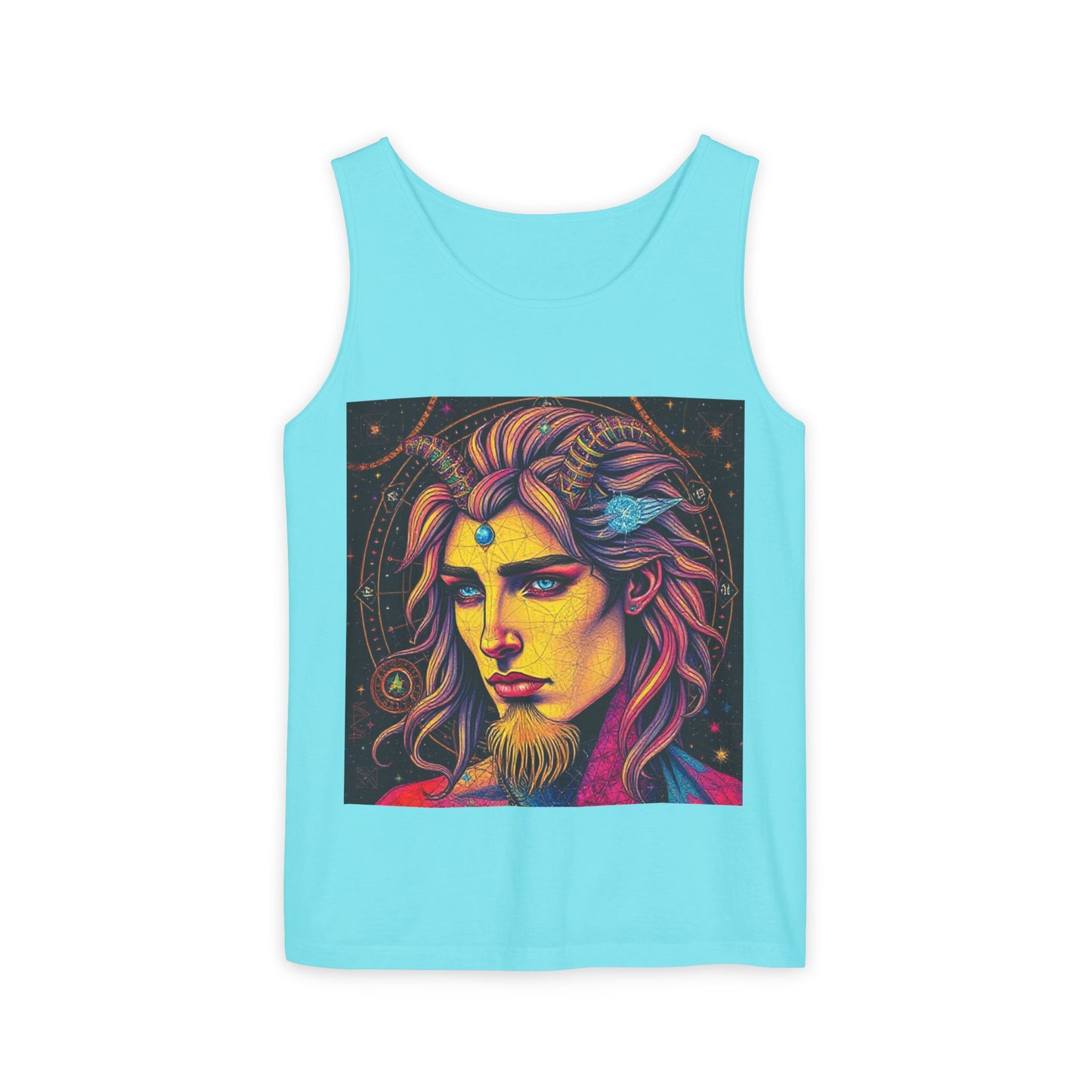 Unisex Garment-Dyed, Tank Top, Aquarius Design, Pop Art v1, 100% Ringspun US cotton