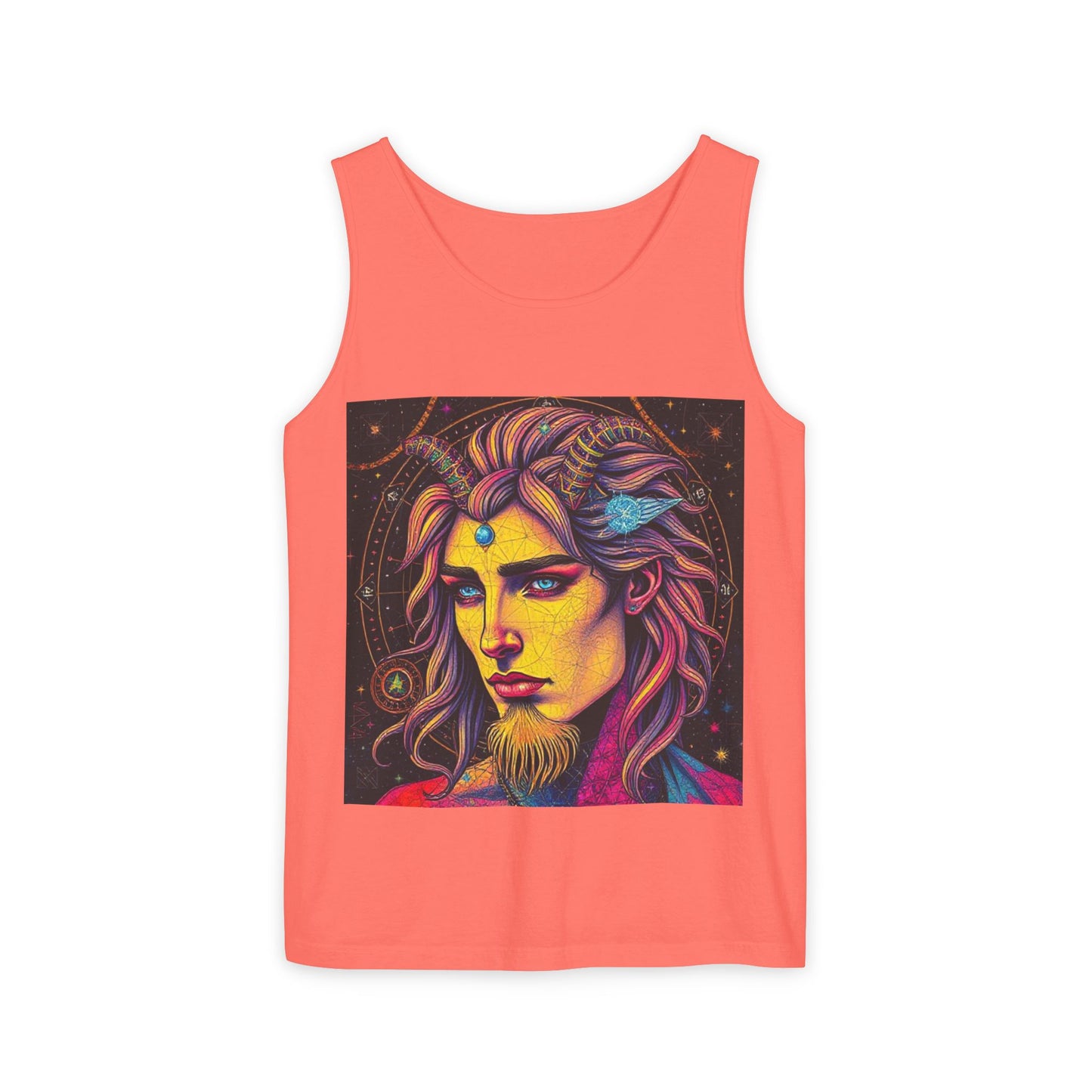 Unisex Garment-Dyed, Tank Top, Aquarius Design, Pop Art v1, 100% Ringspun US cotton