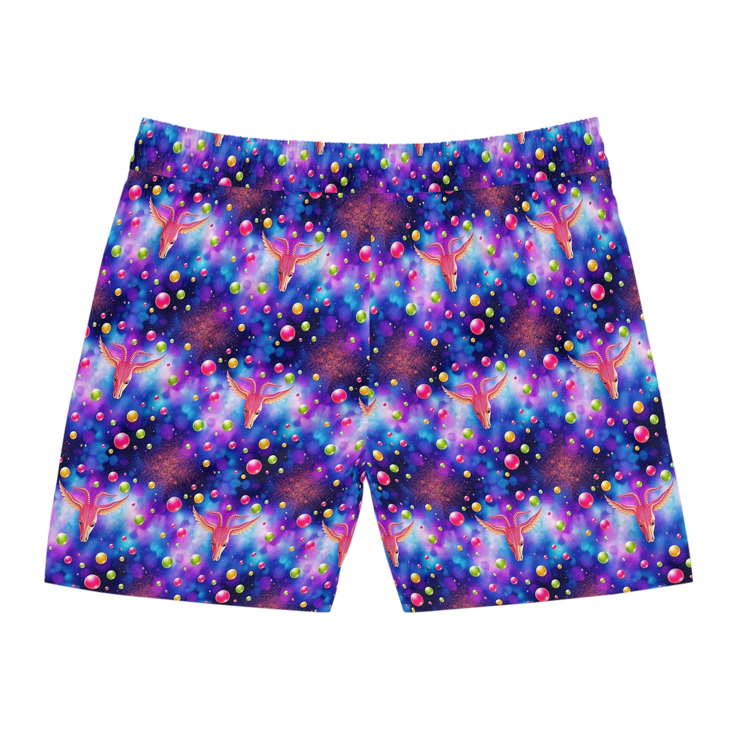 Men's Mid-Length Swim Shorts, (AOP), Virgo, Zodiac v4, Bubble Pattern