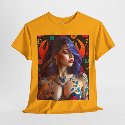 Unisex Heavy Cotton T-Shirt, Cancer, Zodiac, Sexy Art