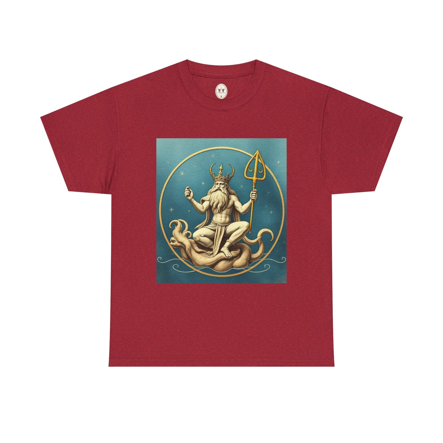 Unisex Heavy Cotton T-Shirt, Aquarius God 3v, Zodiac Design