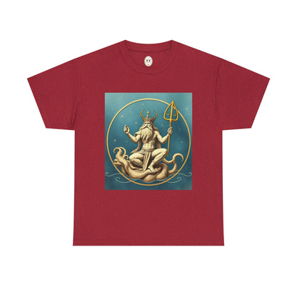Unisex Heavy Cotton T-Shirt, Aquarius God 3v, Zodiac Design