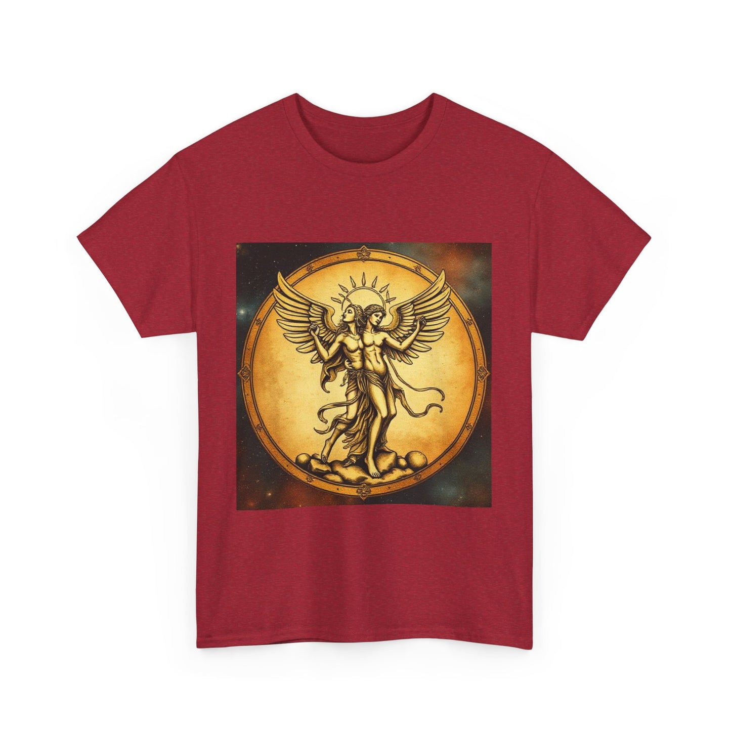 Unisex Heavy Cotton T-Shirt, Angel Twin, Gemini Zodiac Design