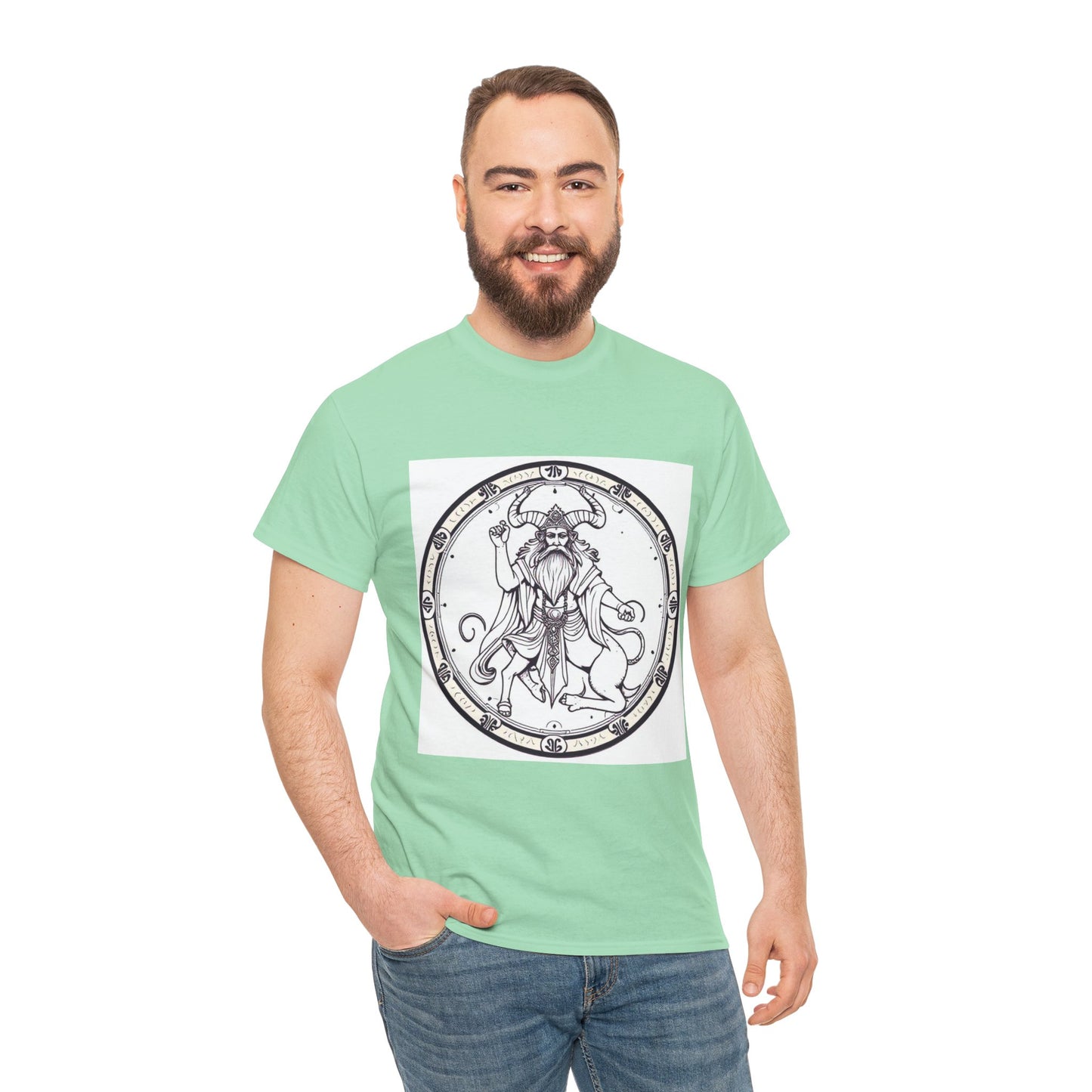Unisex Heavy Cotton T-Shirt, Bull Centaur v1, Taurus Zodiac Design